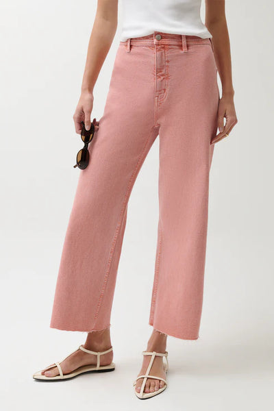 Penny Crop High Rise Wide Leg Jean Coral Rose