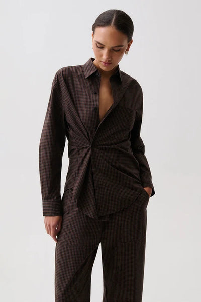 Mila Button Down Wrap Top Hot Toddy