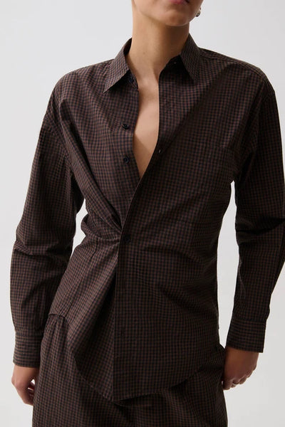 Mila Button Down Wrap Top Hot Toddy