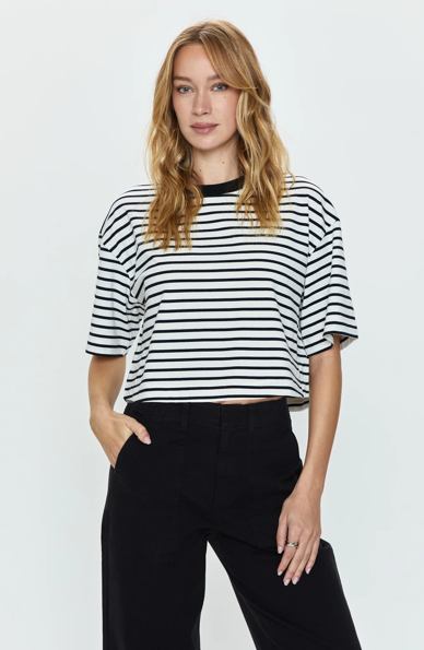 Mae Tee Black White Stripe