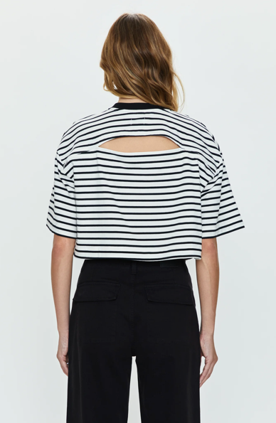 Mae Tee Black White Stripe