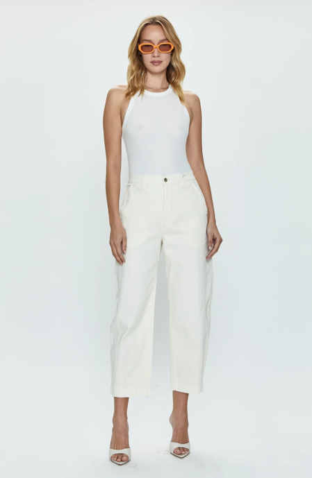 Eli High Rise Arched Trouser Eggshell