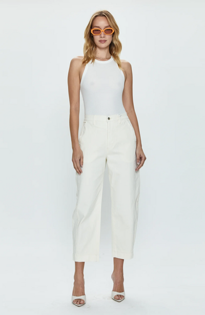 Eli High Rise Arched Trouser Eggshell