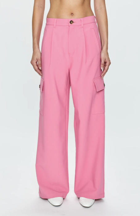 Brynn High Rise Relaxed Cargo Trouser Pink Cosmo