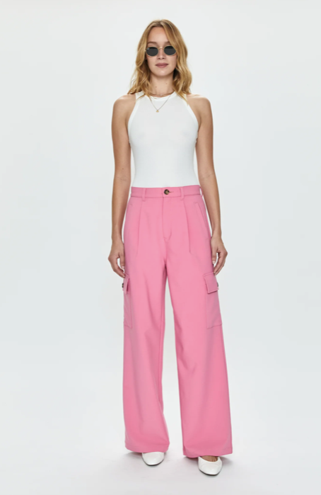 Brynn High Rise Relaxed Cargo Trouser Pink Cosmo
