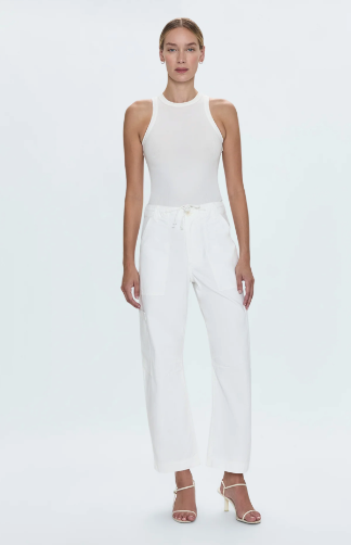 Sabrina Curved Utility Pant White