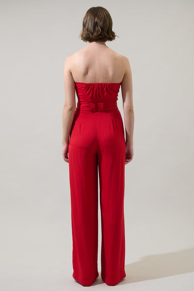 Madelyn Strapless Jumpsuit Red