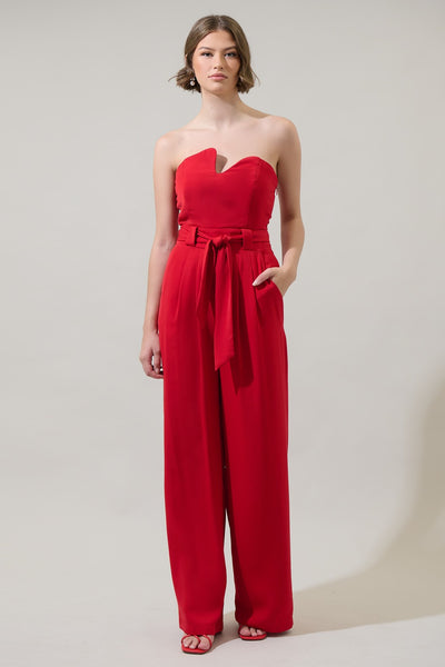 Madelyn Strapless Jumpsuit Red