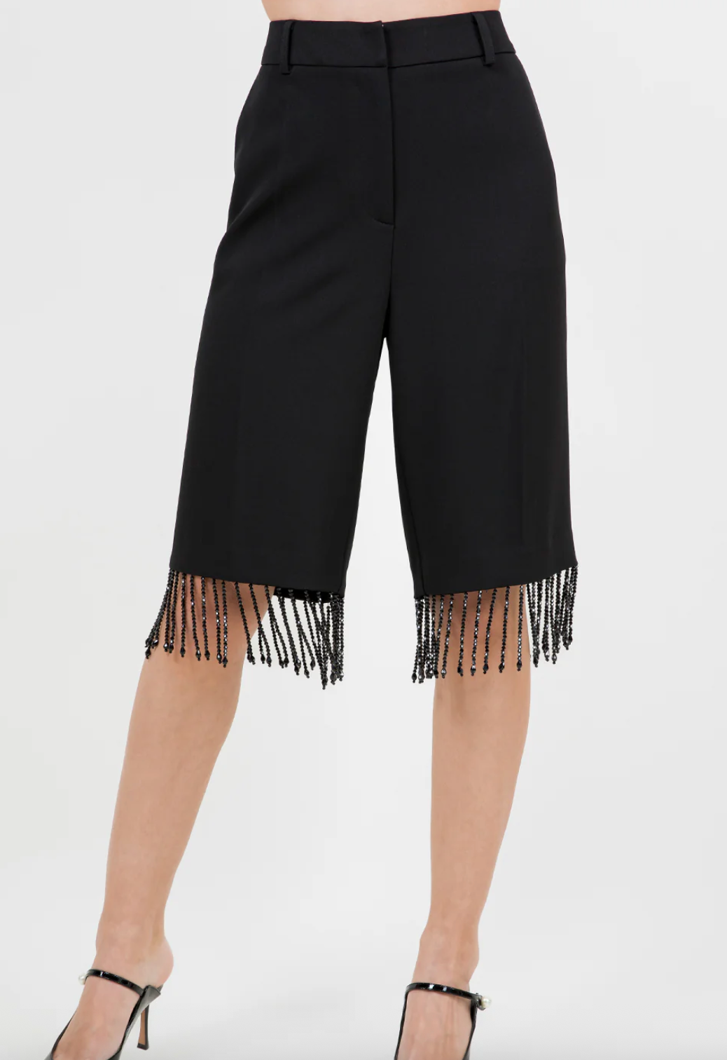 Woven Short With Tassel Bead Trim