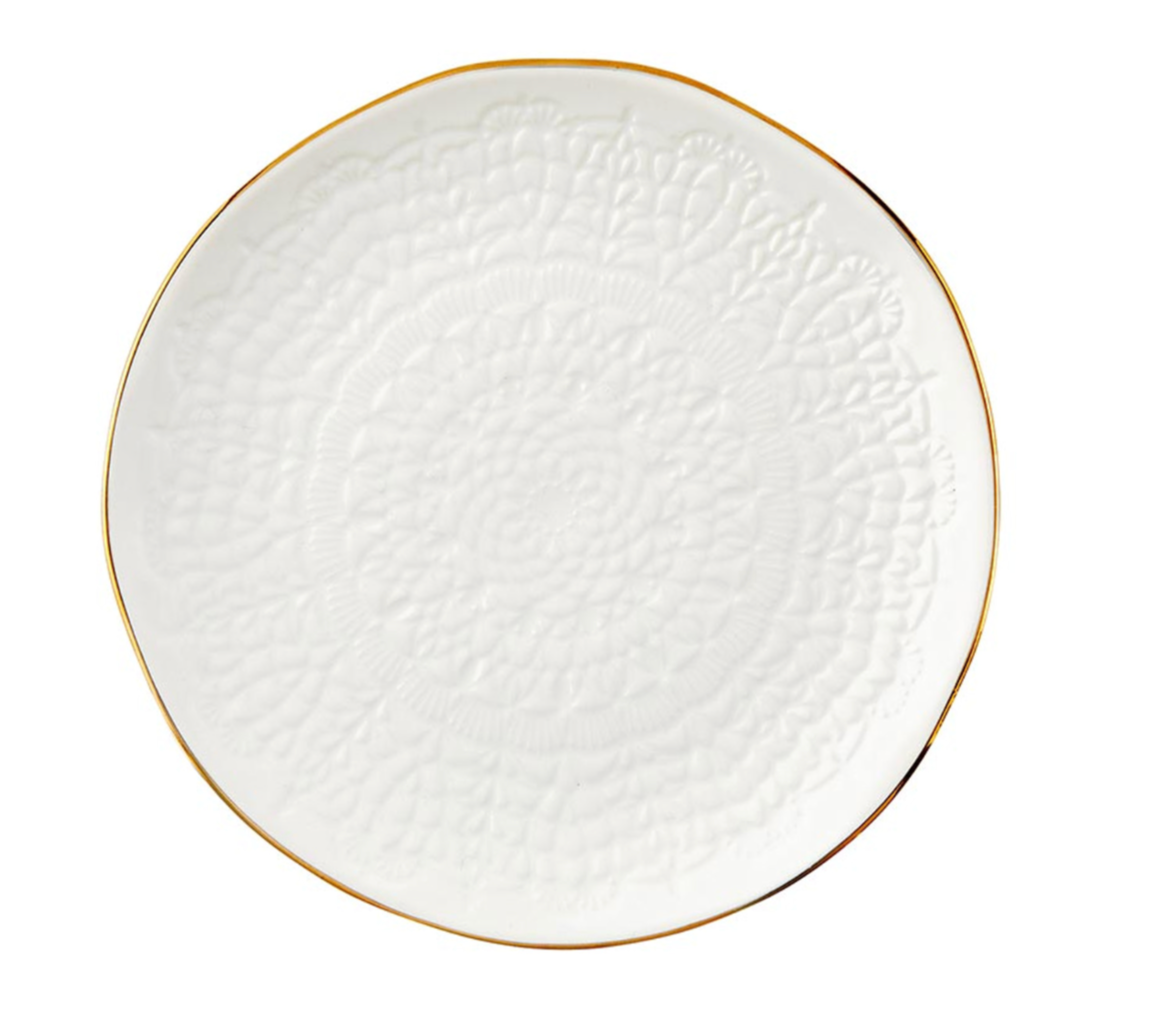 Gold Rim Stamped Appetizer Plate