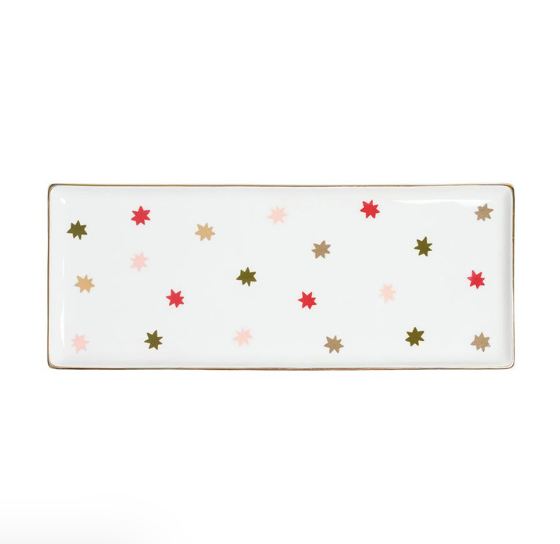 Ceramic Tray Snowflake Stars