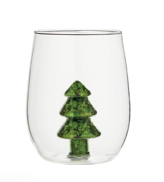 Figurine Wine Glass Glitter Tree