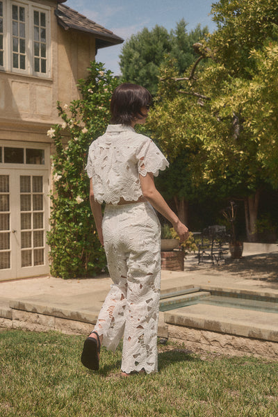 Jane Eyelet Pant White