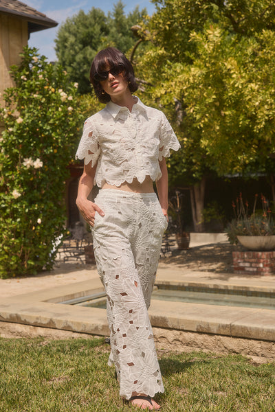 Jane Eyelet Pant White