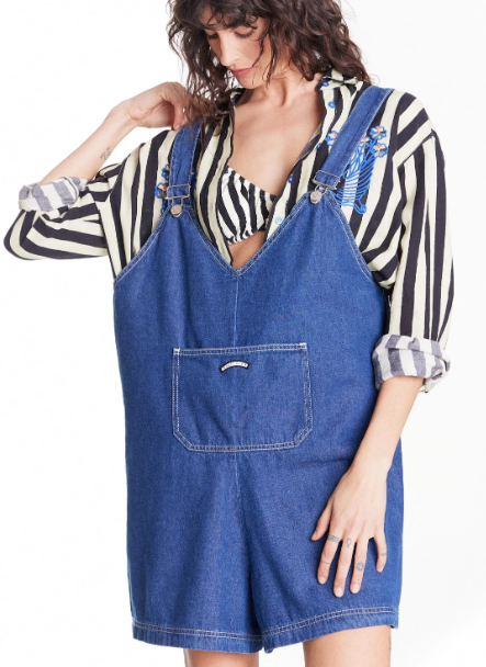 Zen Denim Romper Deep Blue