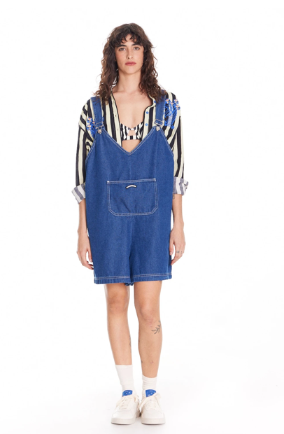 Zen Denim Romper Deep Blue