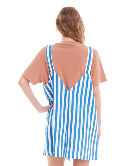 Zen Denim Romper Stripe Blue