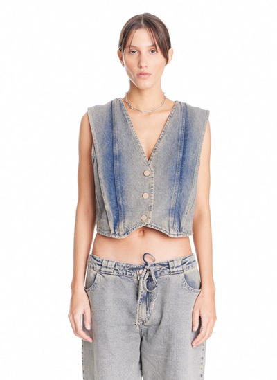 Poli Vest Denim Washed Cream