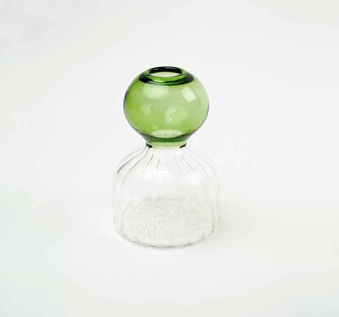 Handcrafted Hourglass Vase Green