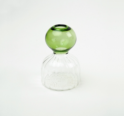 Handcrafted Hourglass Vase Green