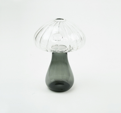 Handcrafted Glass Mushroom Vase Charcoal M