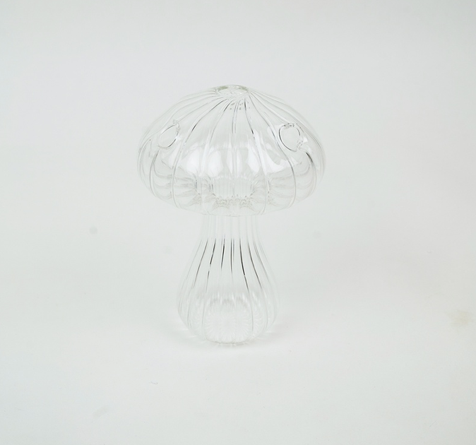 Handcrafted Glass Mushroom Vase Clear M
