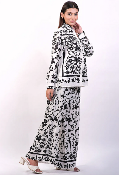 Luna Set Pant and Shirt Ivory Black