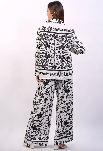 Luna Set Pant and Shirt Ivory Black