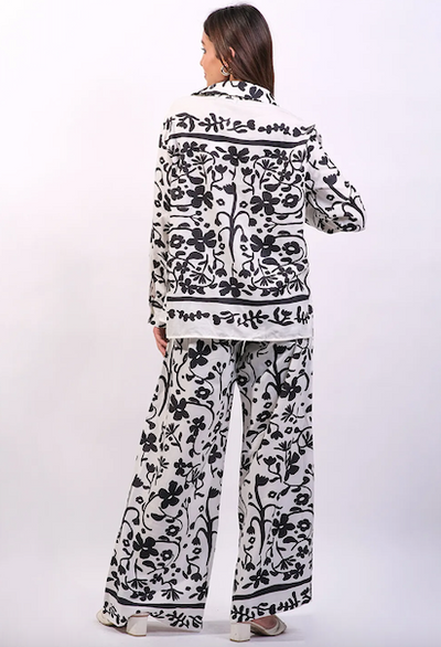 Luna Set Pant and Shirt Ivory Black