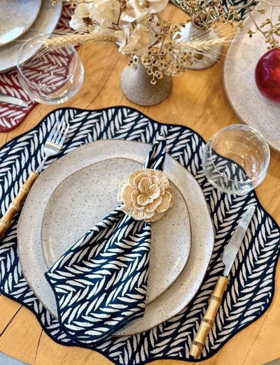 Placemat Fishbone Navy