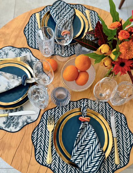 Placemat Fishbone Navy