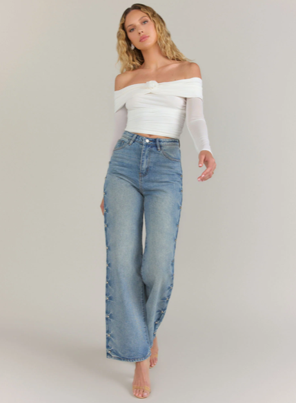 Studded Straight Leg Jean