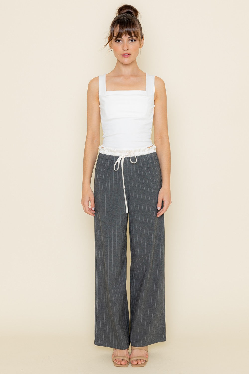 Double Waist Pant Grey White