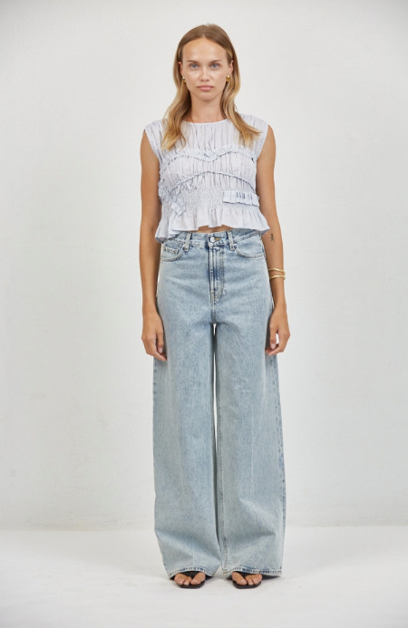 Jeanie Ruffle Top Sky Blue
