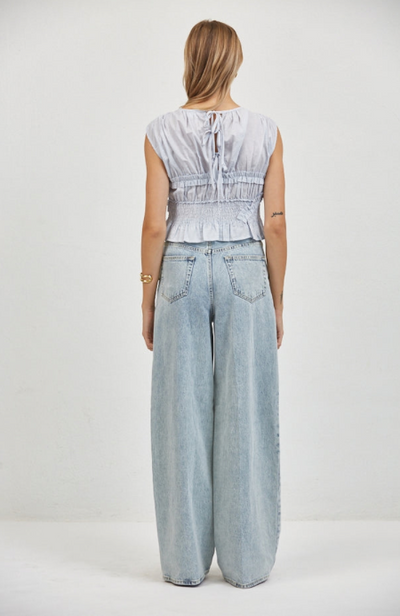 Jeanie Ruffle Top Sky Blue
