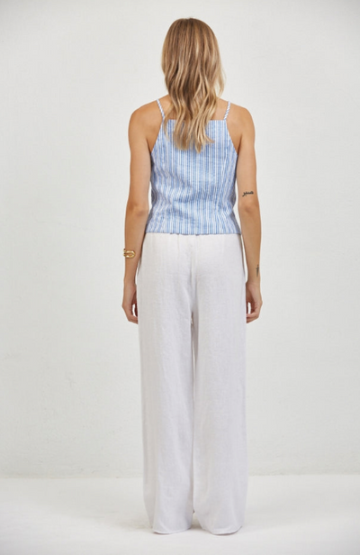 Aster Striped Button Top Blue