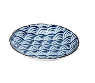 Mino Ware Porcelain Deep Plate Nami Waves