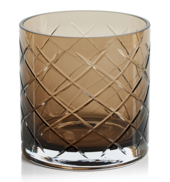 Mariel 6inTall Walnut Hand Cut Glass Vase Candle Holder