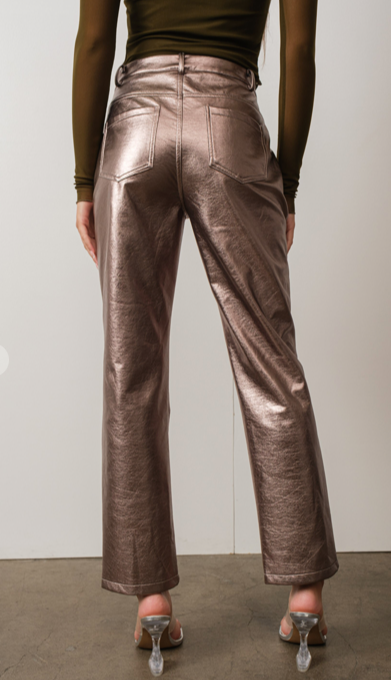 Metallic Faux Leather Pant