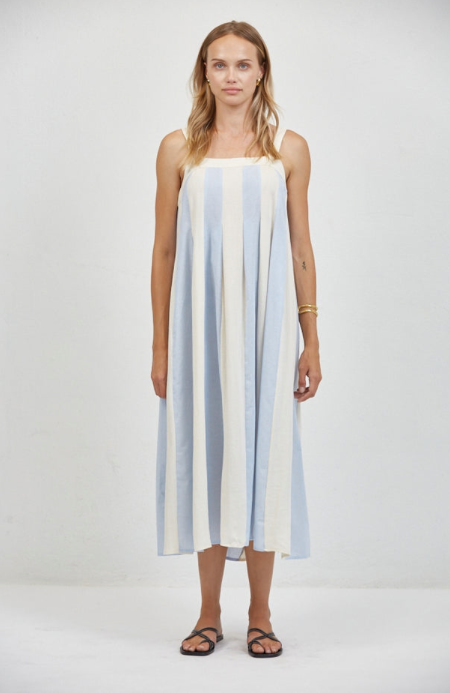 Roanne Dress Cream Blue