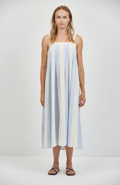 Roanne Dress Cream Blue