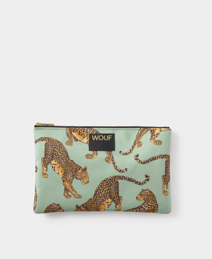 Emerald Leopard XL Pouch Bag