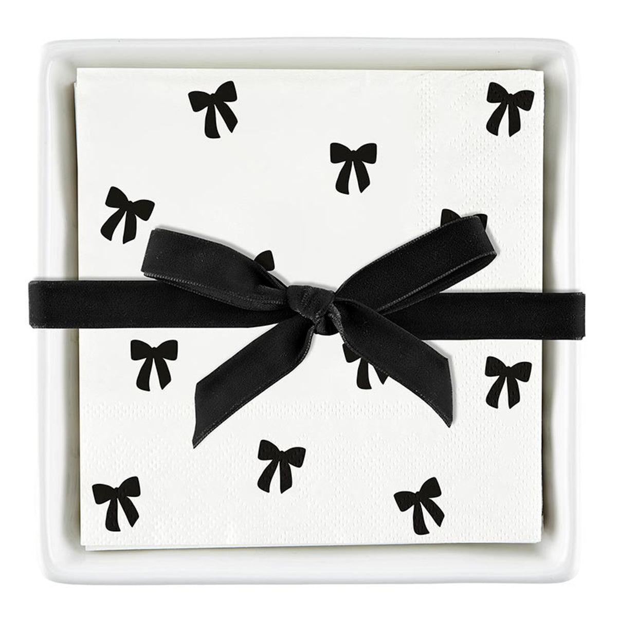 Ceramic Napkin Tray Napkins Black Bows