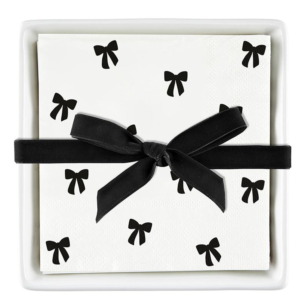 Ceramic Napkin Tray Napkins Black Bows