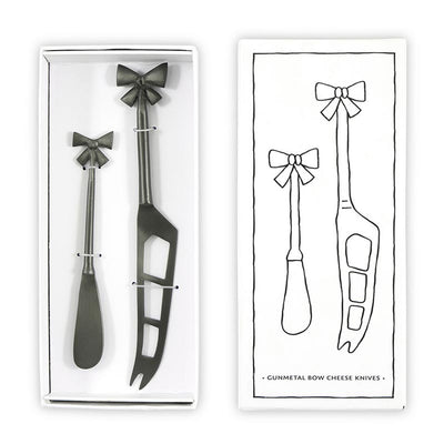 Gun Metal Bow Charcuterie Essentials Cheese Knives Set of 2