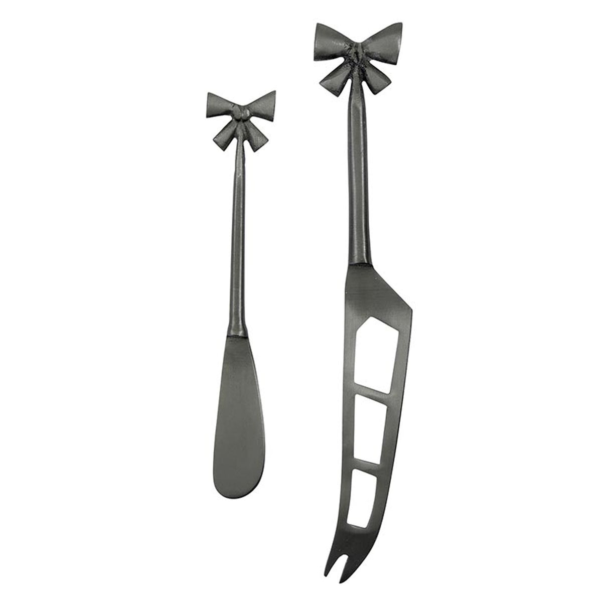 Gun Metal Bow Charcuterie Essentials Cheese Knives Set of 2