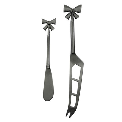 Gun Metal Bow Charcuterie Essentials Cheese Knives Set of 2