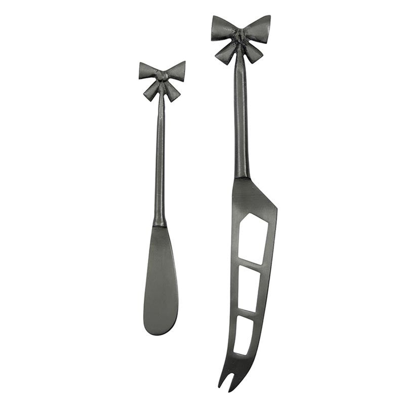 Gun Metal Bow Charcuterie Essentials Cheese Knives Set of 2