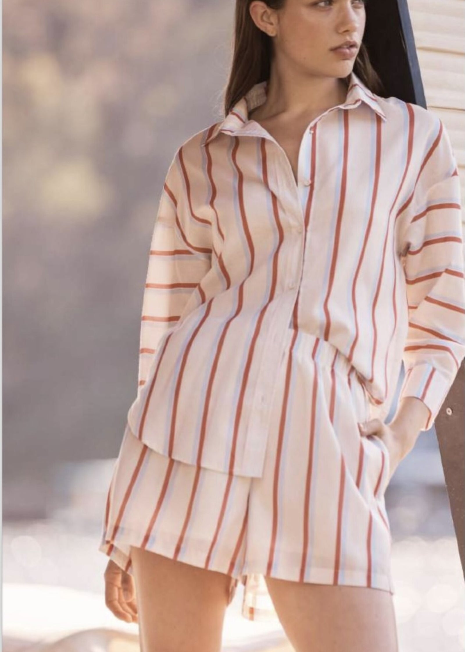 Mila Short Blue Red Stripe