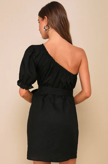 One Shoulder Dress Black